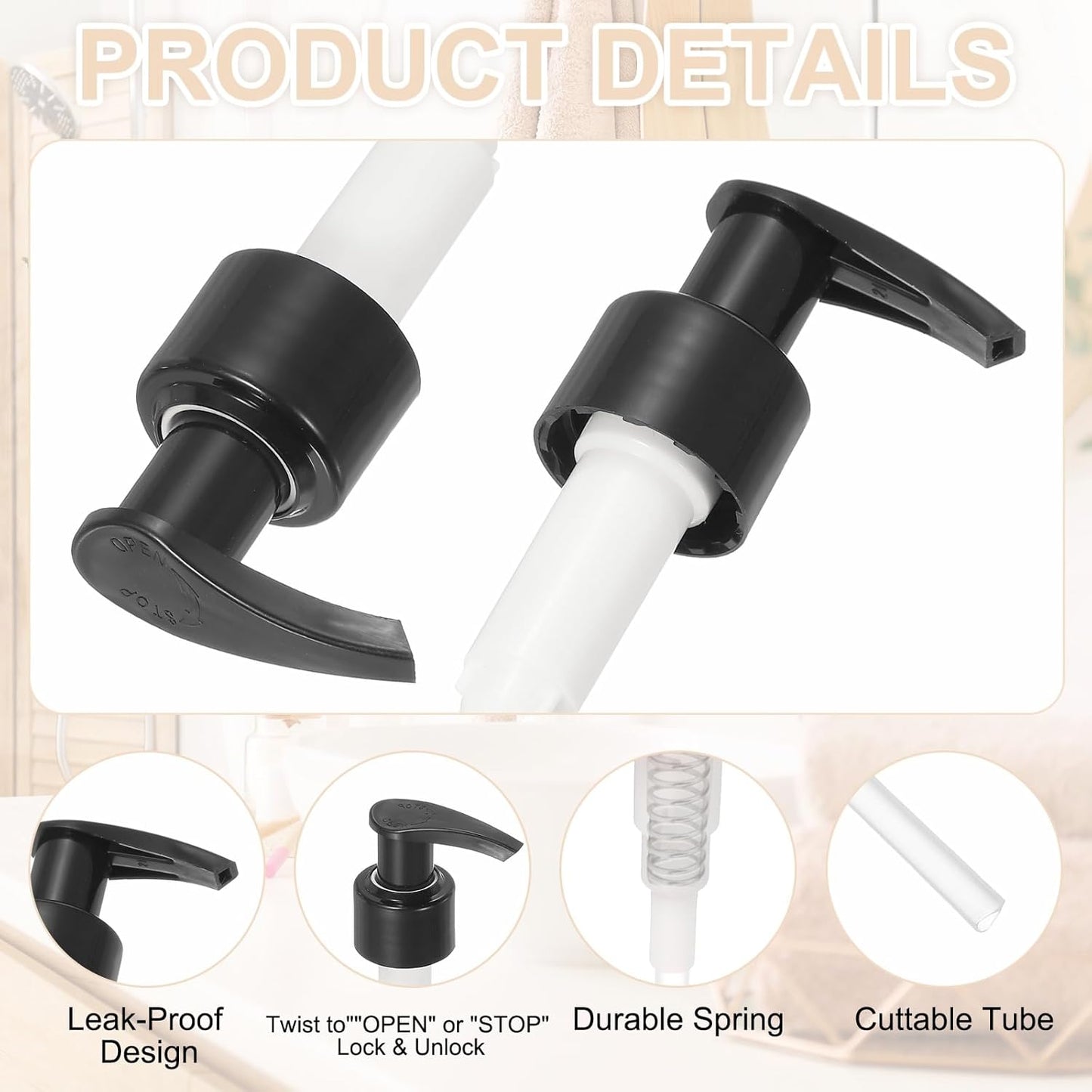 uxcell 12 Pcs Soap Dispenser Pump Heads Soap Dispensers Top Pumps Replacement Switch Pumphead for Standard 24/425 Neck Size Lotion Shampoo Bottle, Black