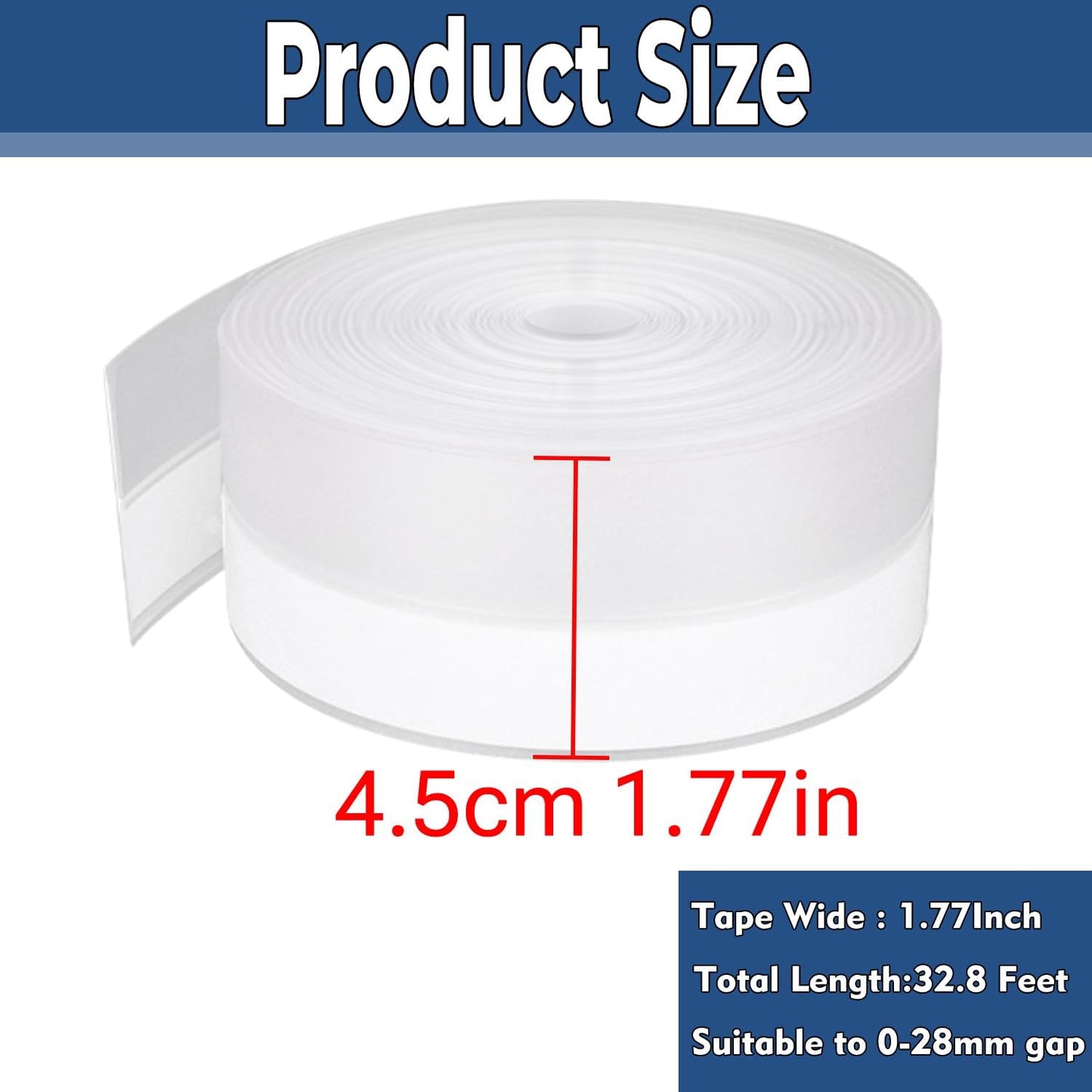 Weather Stripping Door Seal Strip 33 Feet Strip Bottom Draft Insulation Stopper Weatherproof Soundproof for Door Frame or Window Sealer Bathroom Shower Glass Gaps