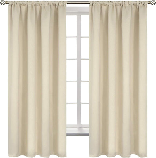 BGment Beige Blackout Curtains 63 Inches Length for Bedroom - Thermal Insulated Drapes Room Darkening with Rod Pocket for Living Room, 42 x 63 Inch, 2 Panels