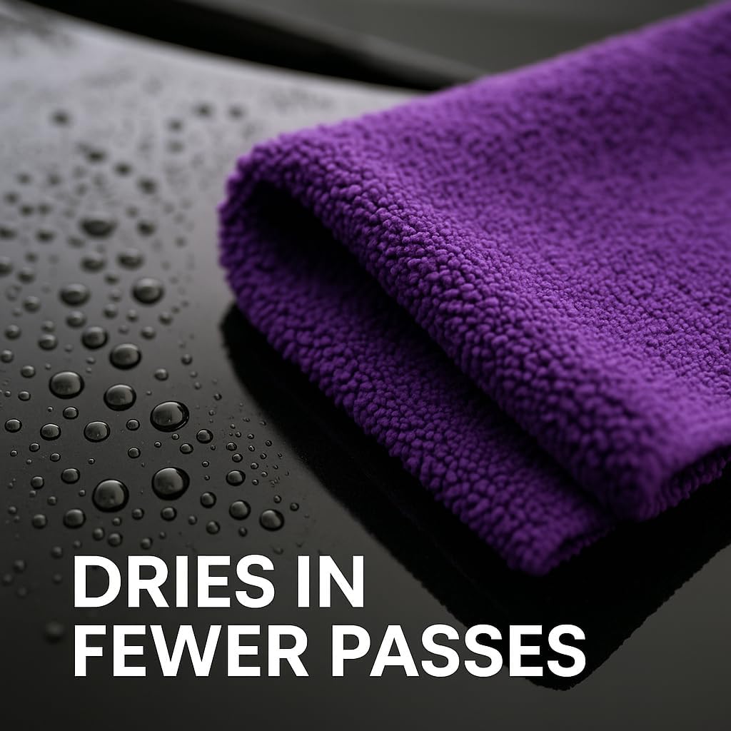 4 Pack Pak Details Edgeless Microfiber Towels for Cars | 16x16 Ultra-Soft, Scratch-Free & Lint-Free Car Detailing Microfiber Cloths for Buffing & Coating | Seamless Finish Auto Cleaning Cloths