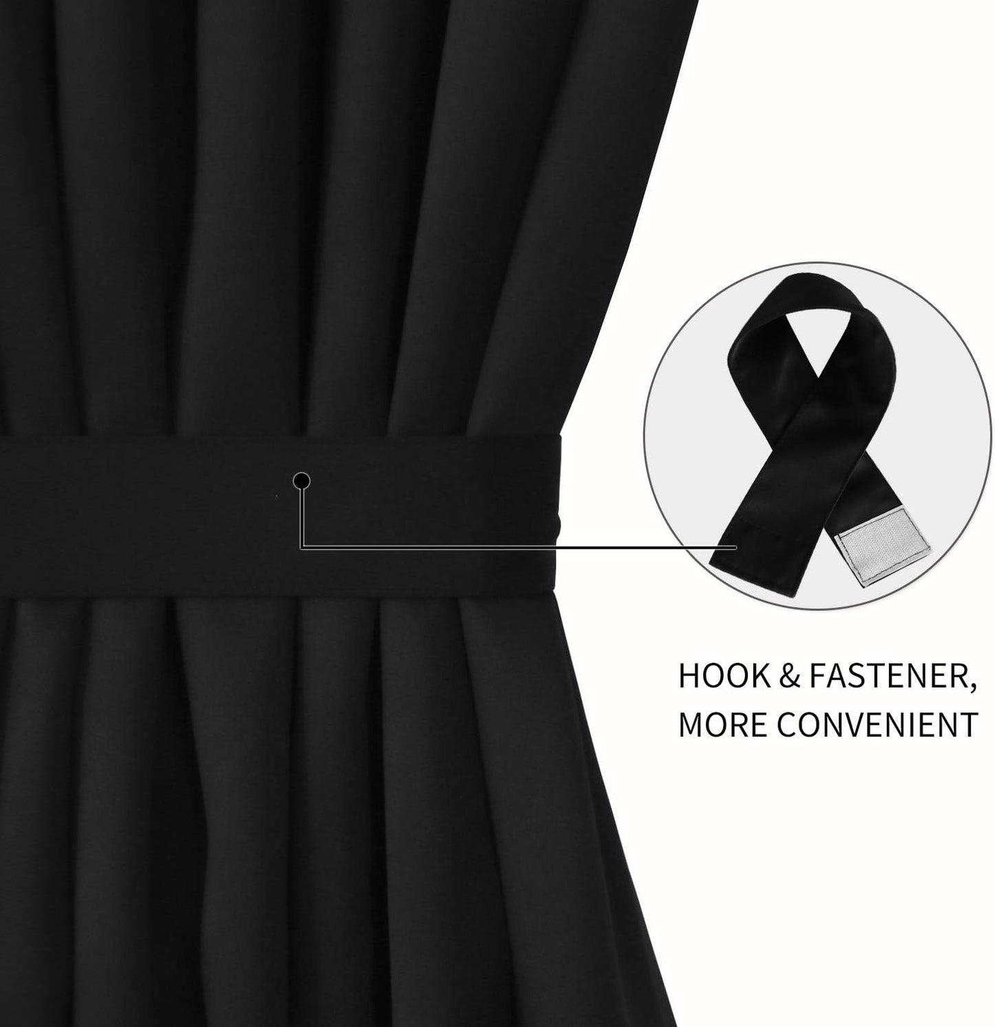 DWCN French Door Curtains – Rod Pocket Thermal Blackout Curtain for Doors with Glass Window, Kitchen and Patio Doors for Privacy, 36 X 72 Inches Long, 1 Curtain Panel with Tieback,Black