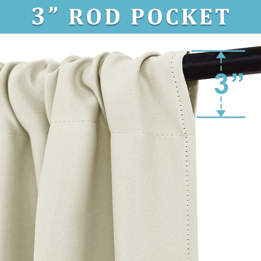 RYB HOME Blackout Curtains for Kitchen, Over Sink Privacy Curtains Window Decor, Thermal Insulating Drapes for Bathroom Cafe Bedroom Small Window, W 42 x L 24 inch, Beige, 2 Panels