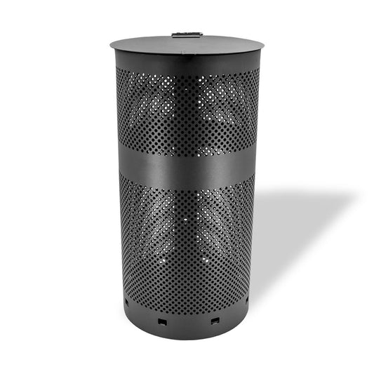 ZERO WASTE USA - Round Outdoor 10 Gallon Capacity Waste Can - 100% Rust-Free, Powder-Coated, Commercial Grade Aluminum to Withstand Weather. 10-Year Warranty (Matte Black)