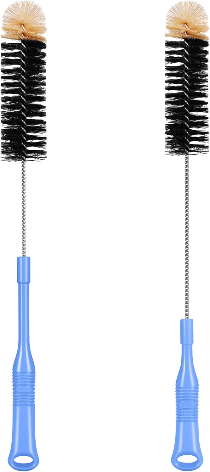 Bottle Cleaning Brush, 17 Inches Extra Long Handle Water Bottle Brush, Flexible Bendable Cleaner for Washing Narrow Neck Bottles, Wine Decanter, Kombucha, Pipes, Beer Brewing Supplies, 2 Pack