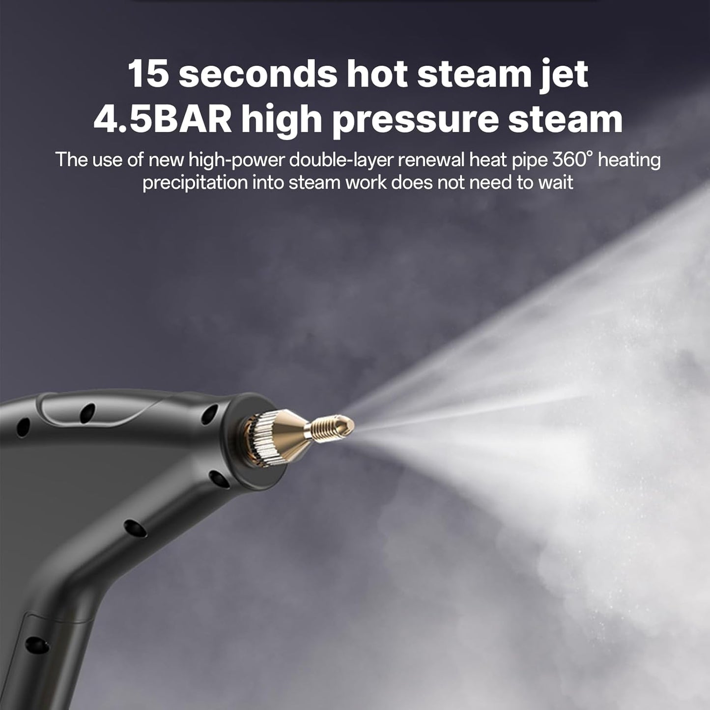 Irishom Handheld Multi-Surface Steam Cleaner with 6pcs Accessories, Touch Screen 6 Levels Adjustable 105℃/221℉ Deep Cleaning Steamer with Portable Handle 1200ml/40.5oz Water Tank