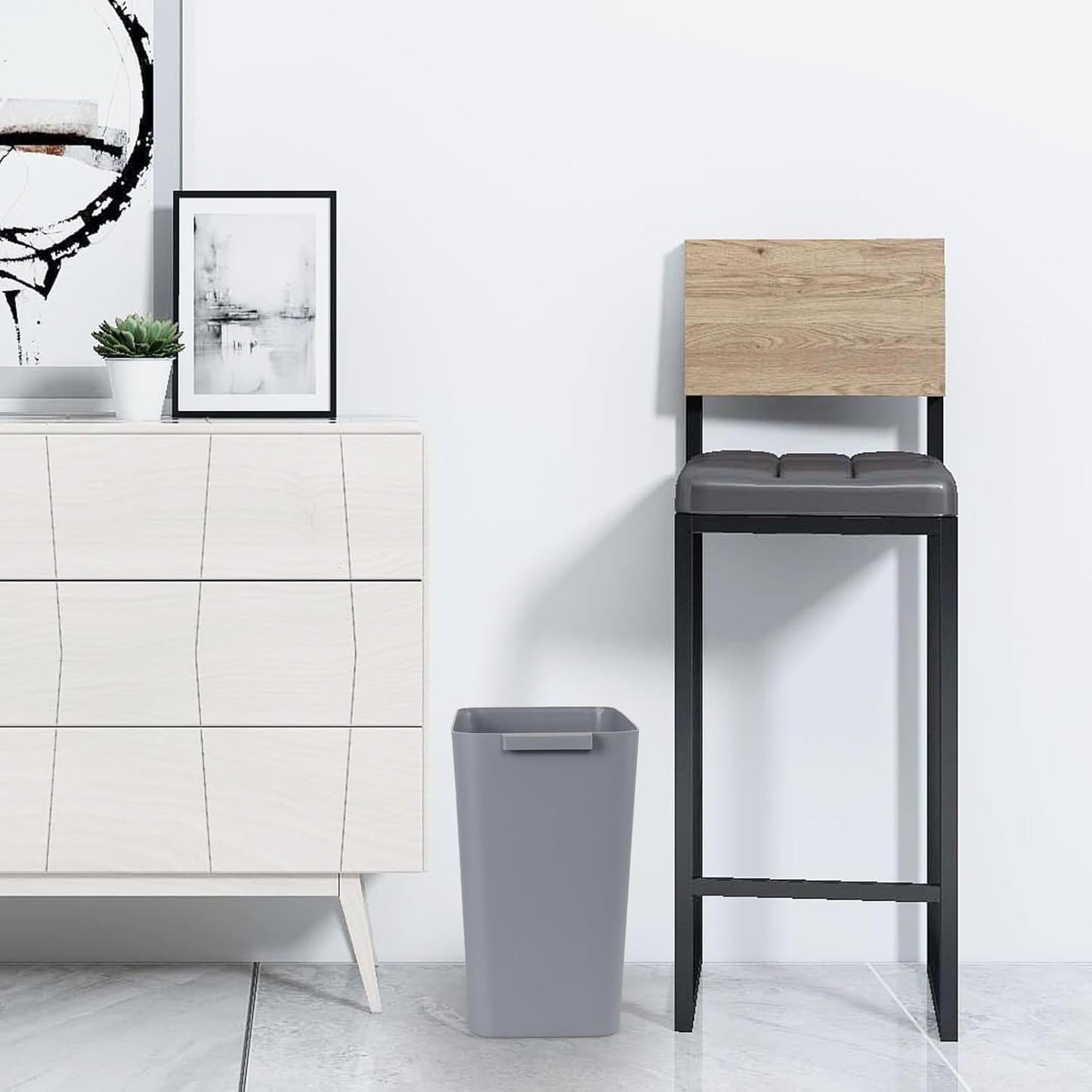 4.5 Gallon Small Plastic Waste Basket, Office Garbage Cans, 3 Packs, Gray