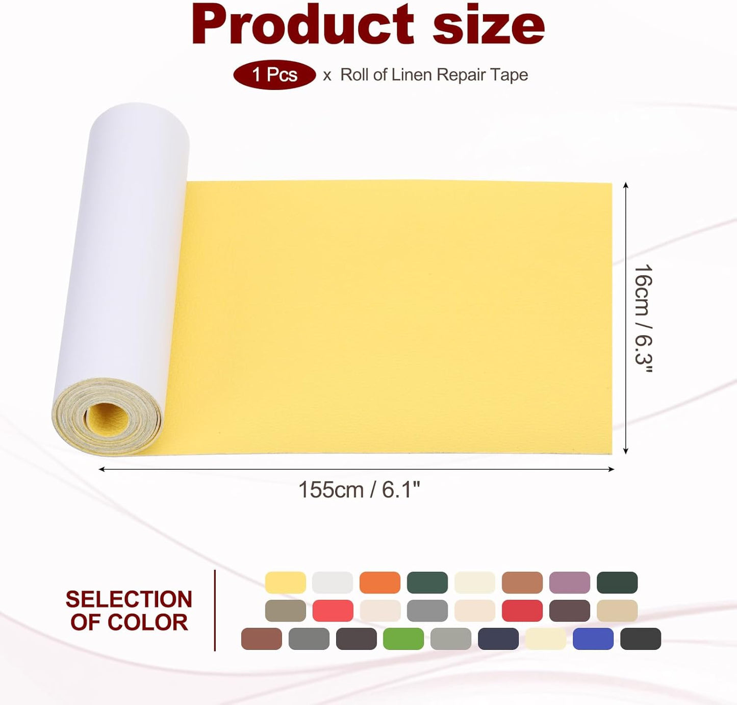 PATIKIL Leather Patches Tape for Furniture, 6.3 x 61 Inch Self Adhesive Vinyl Leather Repair Kit Cover Sheet for Couch, Sofa, Car Seats, Office Chair, Bright Yellow