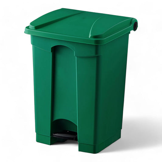 PRO&Family Step-On Trash Can with Lid, Plastic Waste Bin, Foot Pedal Operation (Green, 12 Gallon)