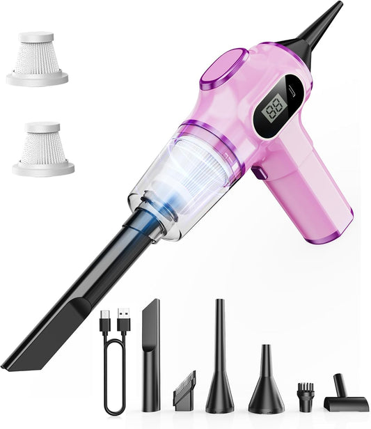 Women-Friendly Cordless Pink Car Vacuum Cleaner – 15000Pa Portable Mini Handheld Vacuum Cleaner, Effortlessly Handles Car,Office,Home & Pet Cleaning