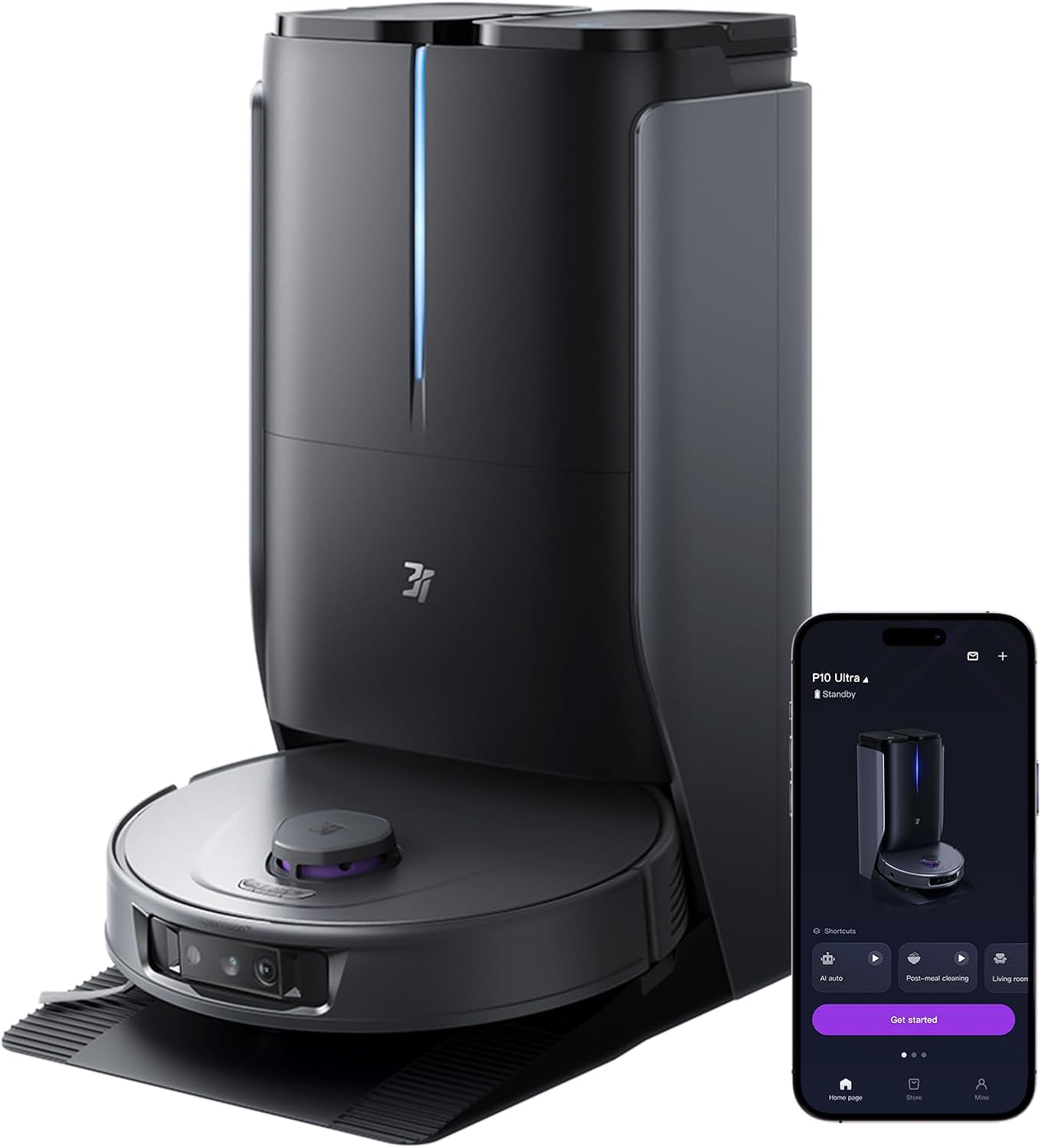 3i P10 Ultra Robot Vacuum and Mop Combo, Extendable Pad for Edge & Corner Mopping, 18000 Pa Suction Deep Cleaning, Auto Hot Water Washing & Drying, Self-Emptying, Self-Refilling, AI Obstacle Avoidance