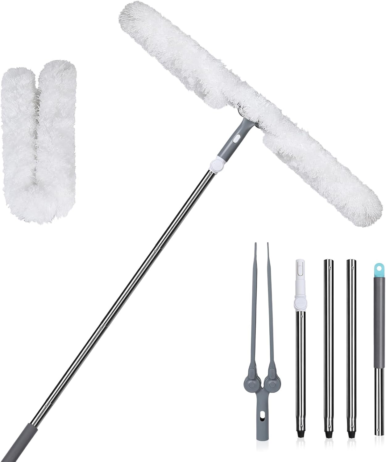 Masthome Microfiber Duster,Microfiber Feather Dusters with Adjustable Angle Head, Adjustable Cobweb Duster with 60 " Long Pole, Dusters for Cleaning Ceiling Fan, High Ceiling, Furniture