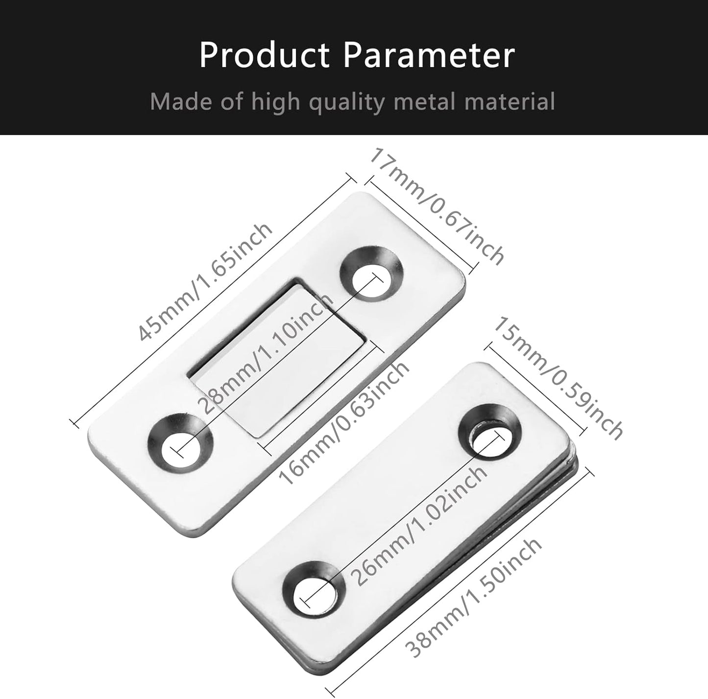 Cabinet Magnetic Catch, 10 Pack Ultra Thin Magnetic Cabinet Door Catch, Adhesive Cabinet Magnets for Kitchen Drawer Cabinet Door Closet, Concealed Strong Magnetic Cabinet Latch