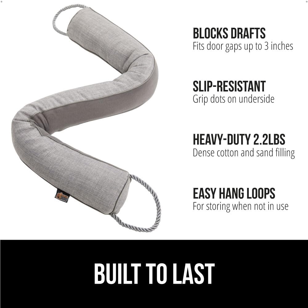 GORILLA GRIP Door Draft Stopper for Bottom of Doors, Weather Stripping Seal Blocks Hot Air, Noise, Bugs, Keeps Cold AC in, Sound Proofing Easy Install Gap Filler, Home Essentials, 38 Inch, Slate Gray