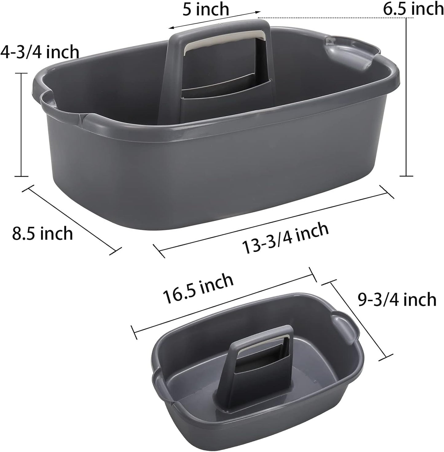 TOPZEA 2 Pack Cleaning Supplies Caddy, Large Plastic Cleaning Supply Organizer Bin with Handle, Cleaning Bucket Housekeeping Shower Tote Caddy Under Sink Tool Storage Basket for Dorm, Garden, Bathroom