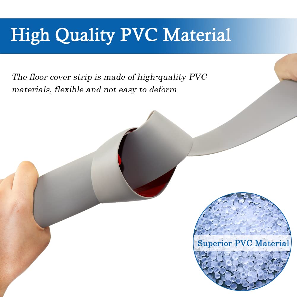 Floor Transition Strip Self Adhesive Floor Cover Strips Laminate 2" Wide Vinyl Flat Divider Transitions (5cm, 3.3Ft, Gray)