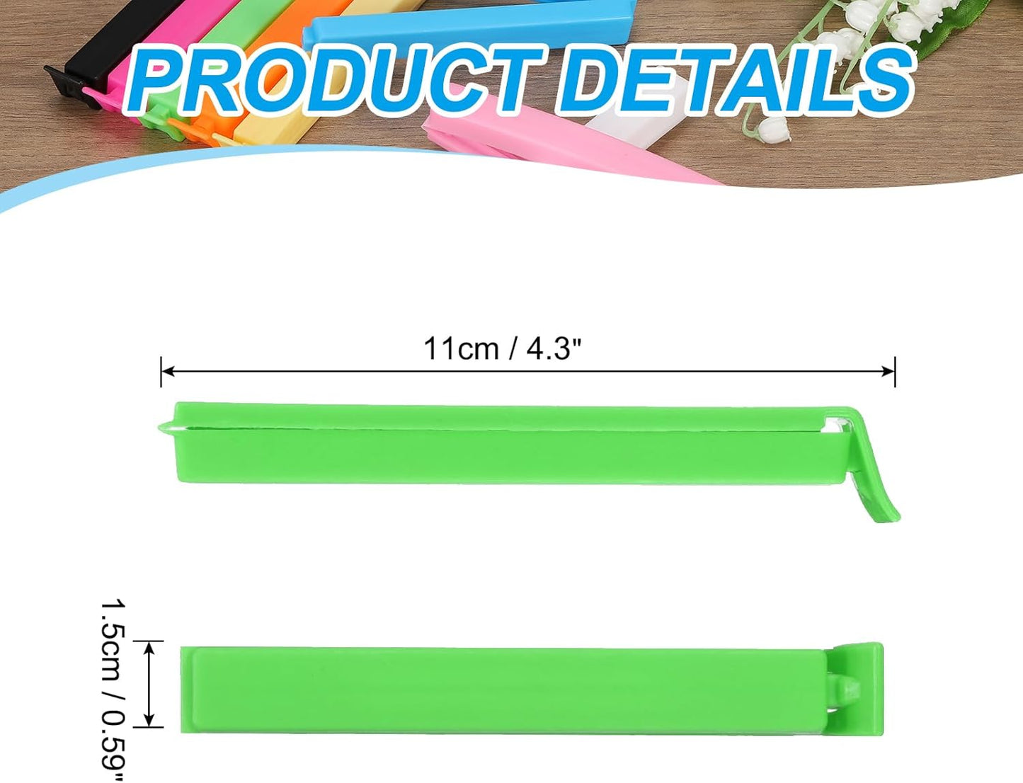 PATIKIL Sealing Clips 4.3 Inch, 10 Pack Reusable Plastic Bag Clip Clamp Sealer for Food Storage Snack Bag Home Kitchen, Green