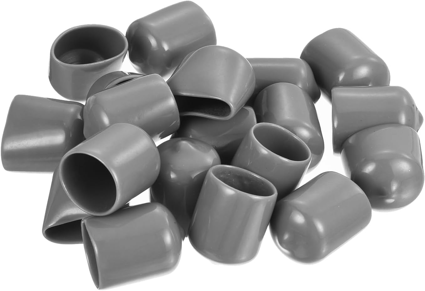 uxcell 20pcs Rubber End Caps Protective Caps 17mm ID Vinyl PVC Round Tube Bolt Cap Cover Screw Thread Protectors, Light Grey