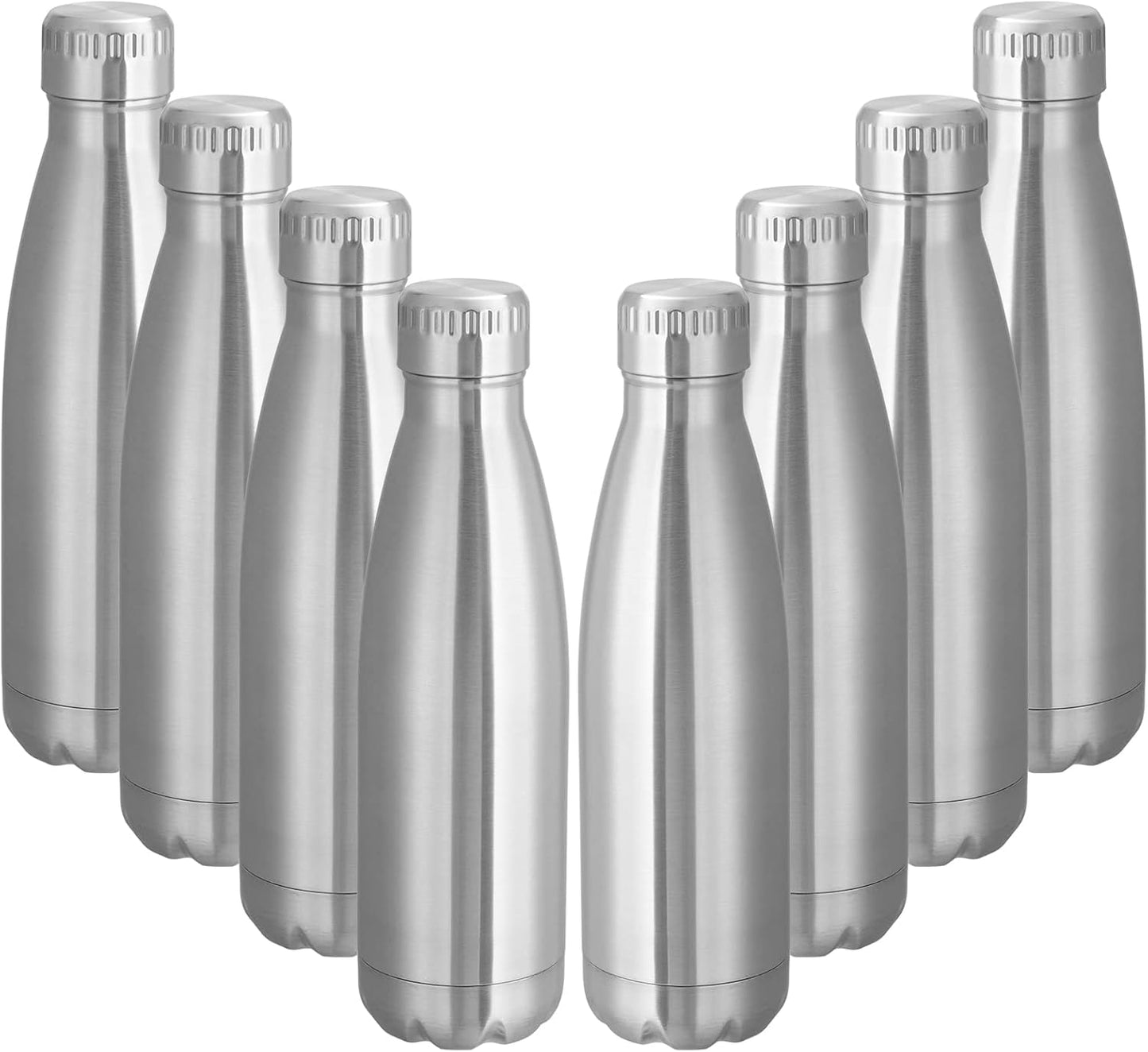 VEGOND 17oz Stainless Steel Water Bottles Bulk, Reusable Metal Sports Water Bottle Keeps Drink Hot and Cold, BPA Free Double Wall Vacuum Cola Shape Insulated Water Bottles for Camping Gym, 8 Pack