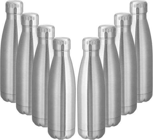 VEGOND 17oz Stainless Steel Water Bottles Bulk, Reusable Metal Sports Water Bottle Keeps Drink Hot and Cold, BPA Free Double Wall Vacuum Cola Shape Insulated Water Bottles for Camping Gym, 8 Pack