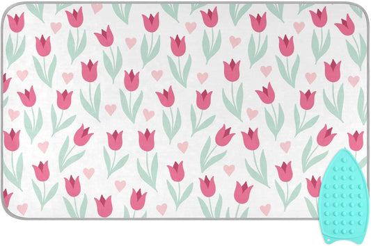 Ironing Mat Portable Ironing Pad Ironing Blanket for Table Top Heat Resistance Double-Side Using Travel Large 47.2 x 27.6 Inch Foldable Lightweight Cute Flower