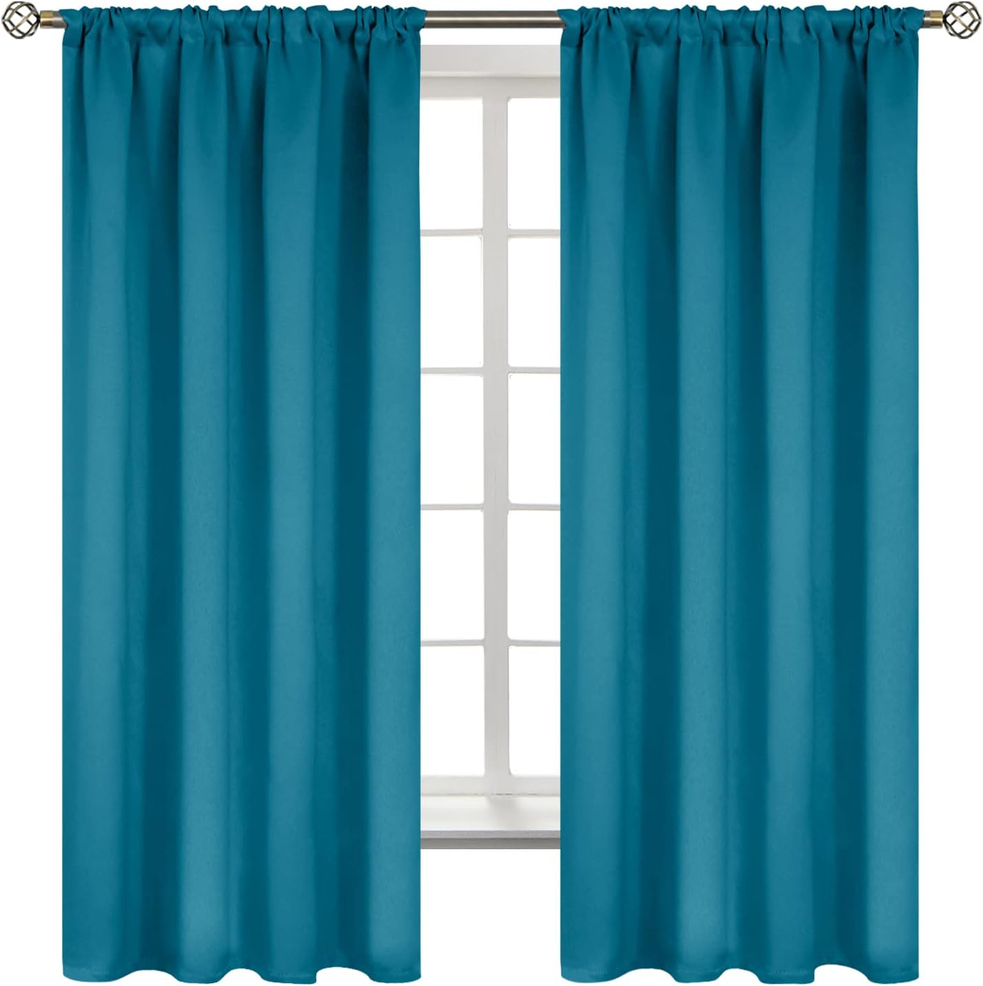 BGment Peacockblue Blackout Curtains for Bedroom 63 Inch Length 2 Panels - Thermal Insulated Window Drapes with Rod Pocket Room Darkening for Living Room, 42 x 63 Inch