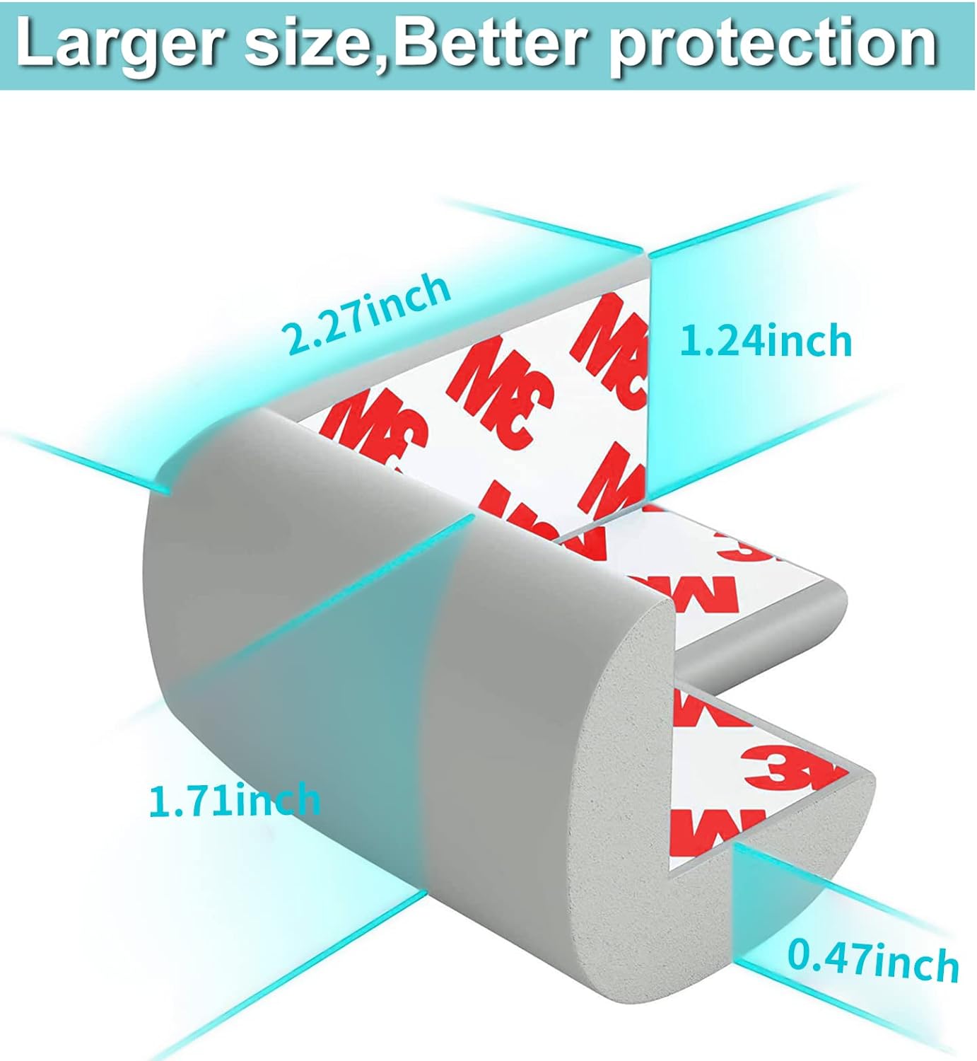 12 Pack Corner Protector Baby Proofing Corners and Edge Guards, Soft Safety Pre-Taped Rubber Foam Furniture Bumper for Fireplace, Table, Stair, Cabinet (Gray)