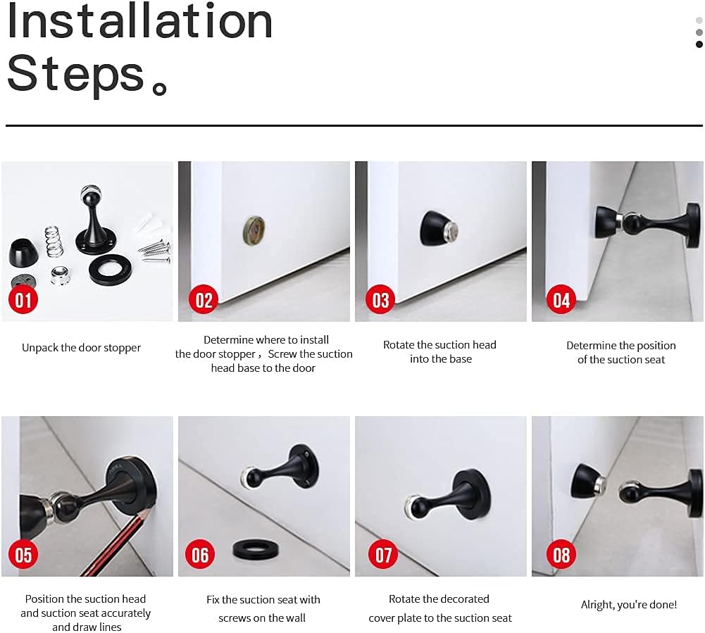 YAGU Door Stopper 4 Pack Magnetic Door Stops, Zinc Alloy Brushed Bronze Door Catch Door Holder Wall Floor Mounted, Metal Soft-Catch