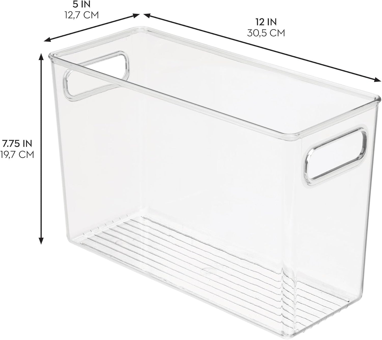 iDesign Tall Plastic Storage Bin with Handles for Fridge or Freezer - Set of 4 - Clear - Made in USA