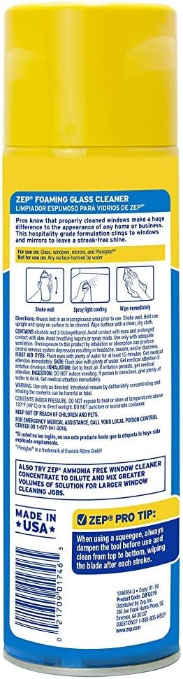 Zep ZUFGC24 Foaming Glass Cleaner 19 Ounces