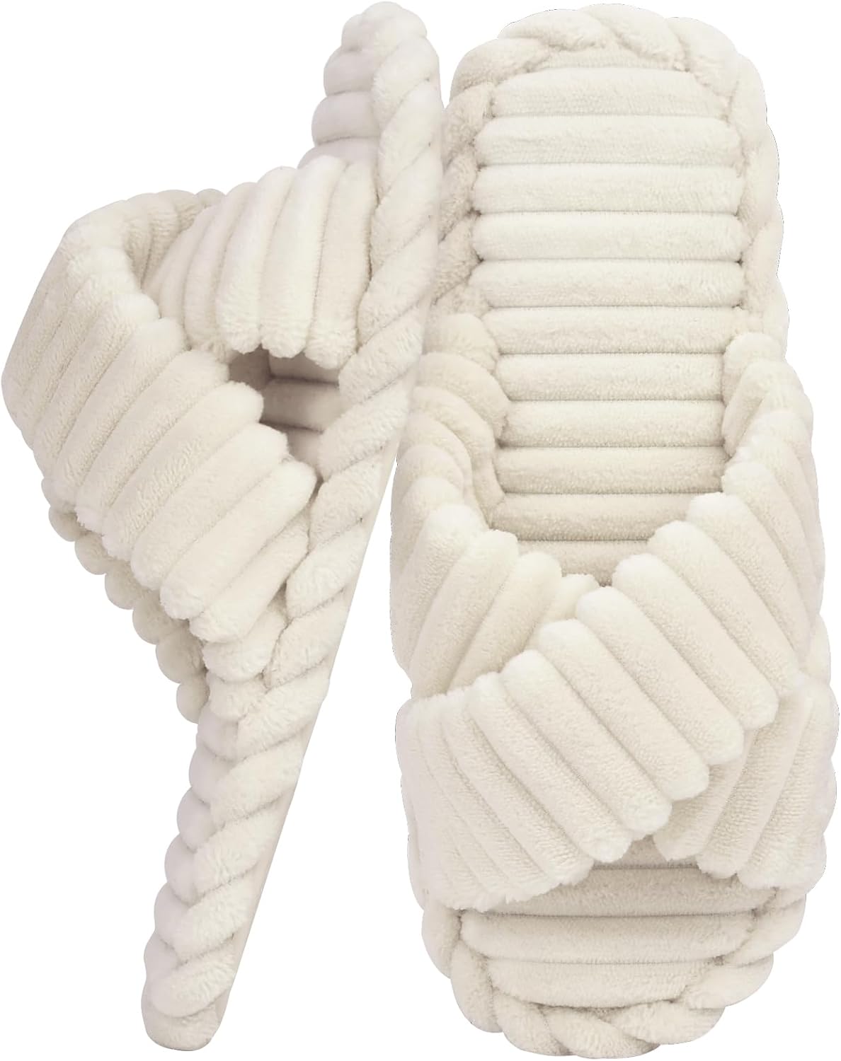 ZOORON Women's Cozy Slippers Crossbands & Durable Foam - Soft Plush Lined Non-Slip Indoor Outdoor Open Toe Shoes Trendy Gift