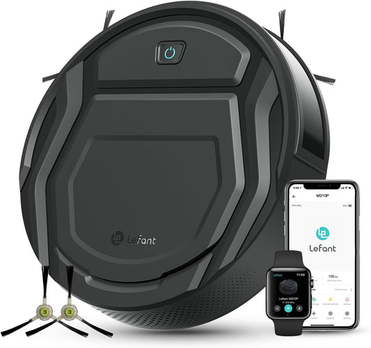Lefant Robot Vacuum Cleaner M210 Pro,Slim,Quiet,2200Pa Suction,120 Min Self-Charging Robotic Vacuums, Freemove 3.0,WiFi/APP/Alexa,6 Cleaning Modes Ideal for Hard Floors Pet Hair Low Carpet,Black