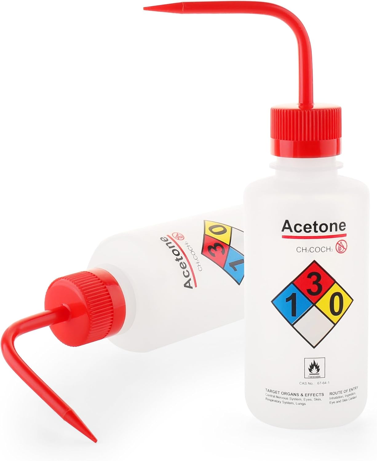 Acetone Wash Bottle, 1PC of Vol.500ml (17oz), Narrow Mouth, Self-Venting Safety Wash Bottle, LDPE Material, IN-WBA501
