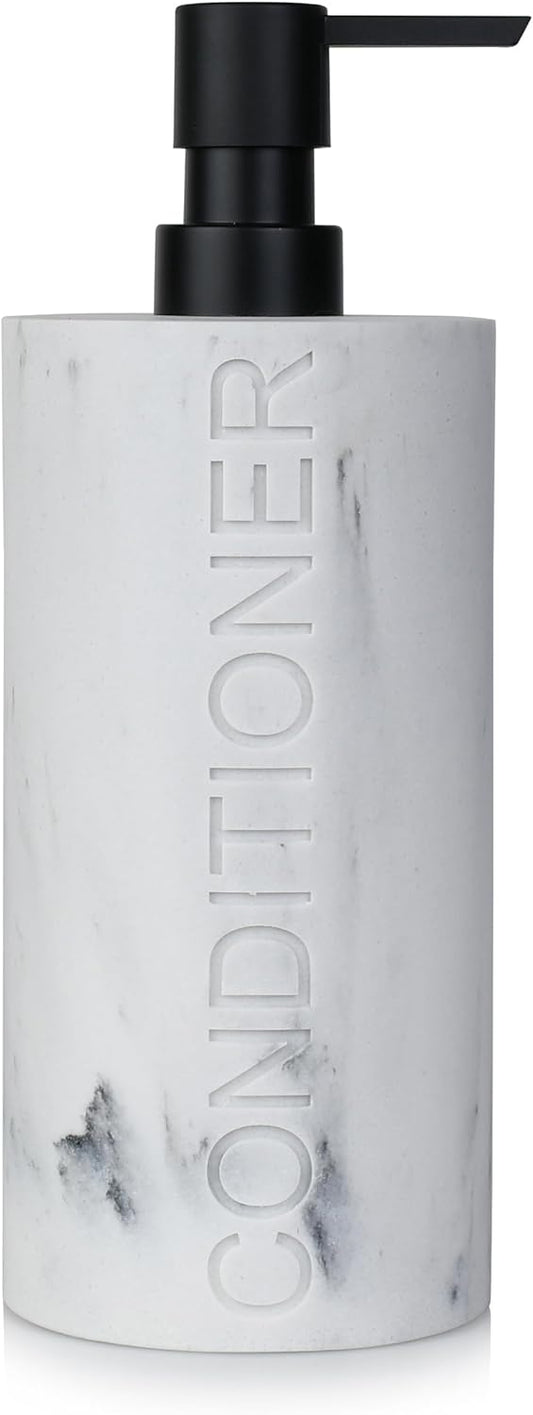 Conditioner Dispenser – Luxurious Refillable Pump Bottle with Embossed Text, Durable Construction for Bathroom and Kitchen