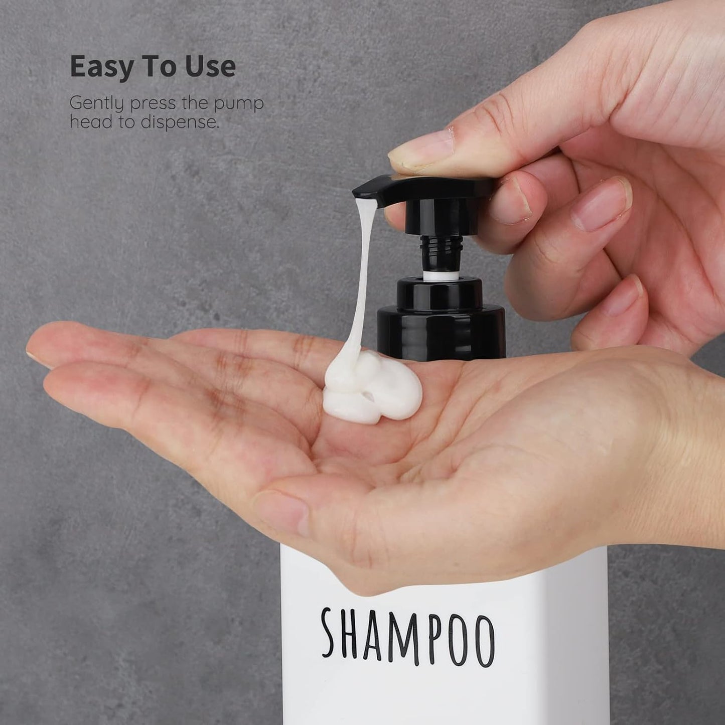 Segbeauty Plastic Soap Dispenser, 3pcs 16.9oz Refillable Shampoo Bottles White, 500ml Empty Square Pump Press Bottle Shower Dispenser Lotion Container for Modern Bathroom Hotel Kitchen