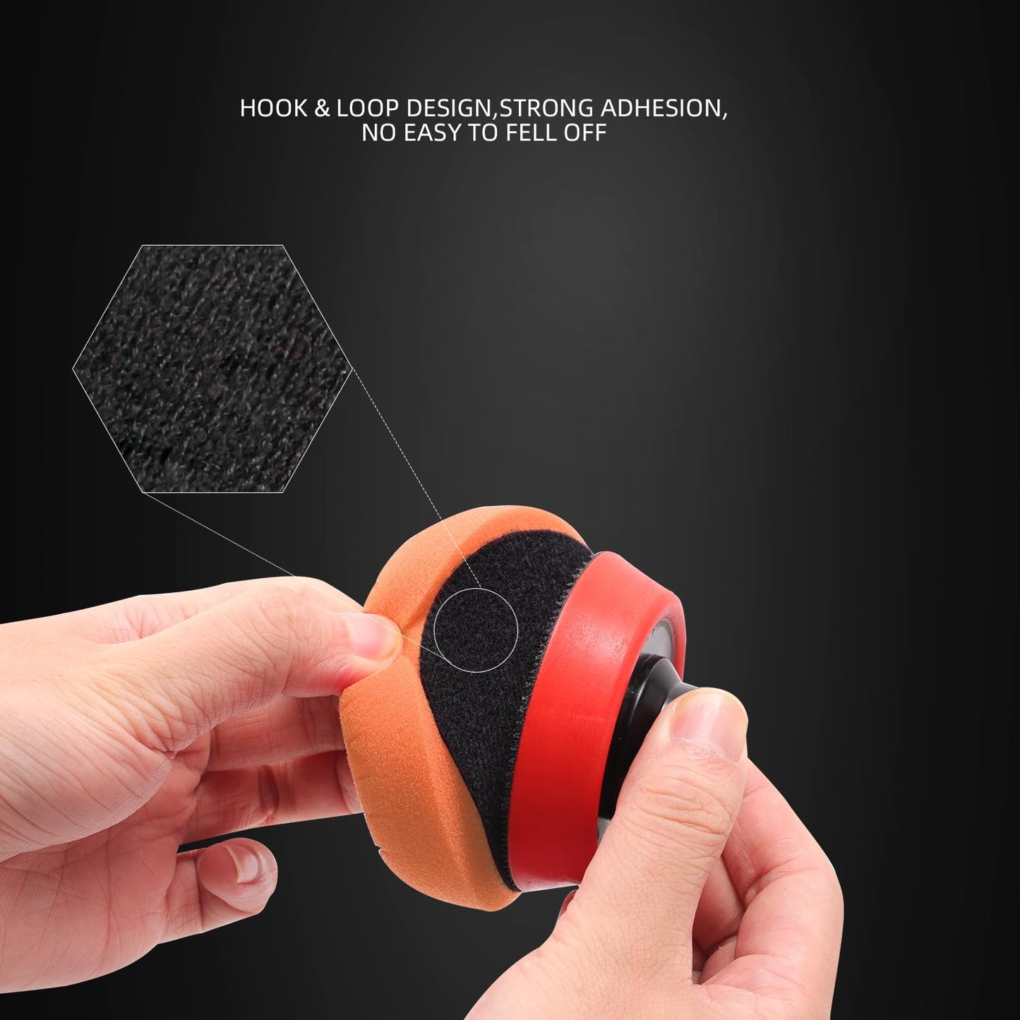 SPTA Orange Light Cut Pad, Buffing Polishing Pads, 1Pc 3.5 Inch Face for 3 Inch 80mm Backing Plate Compound Buffing Sponge Pads for Car Buffer Polisher Compounding, Polishing and Waxing -FPTSS3O