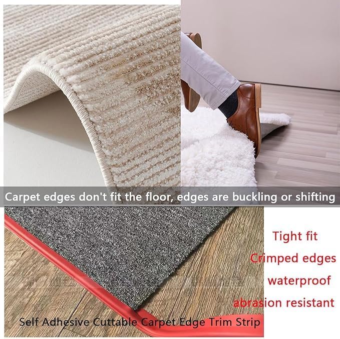 Self Adhesive Carpet Transition Strip with Edge Trim, Designed for Seamless Transitions from Carpet to Tile or Vinyl Floors, Perfect for Doorways.(Black,10ft)