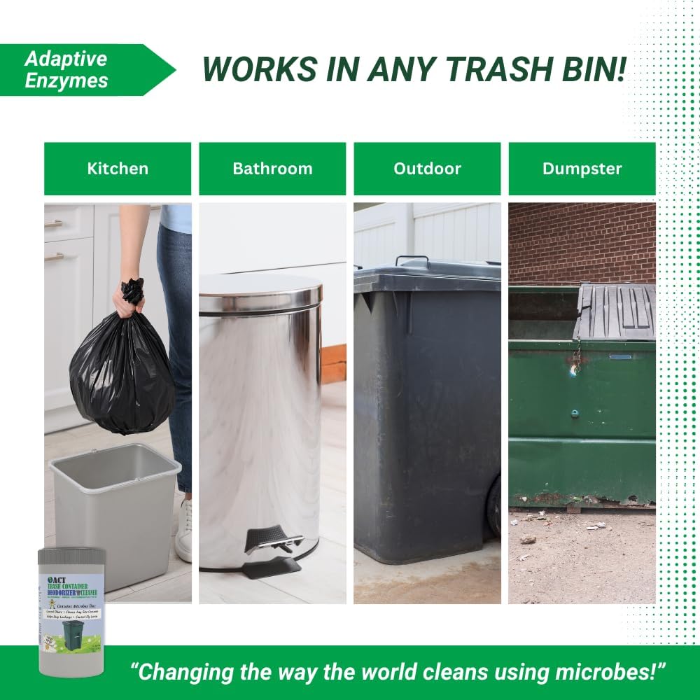 ACT Trash Deodorizer and Cleaner | Eliminates Odors Controls Garbage Sludge | for Garage and Outdoor Bins | Dry Powder Eco-Friendly 10lb