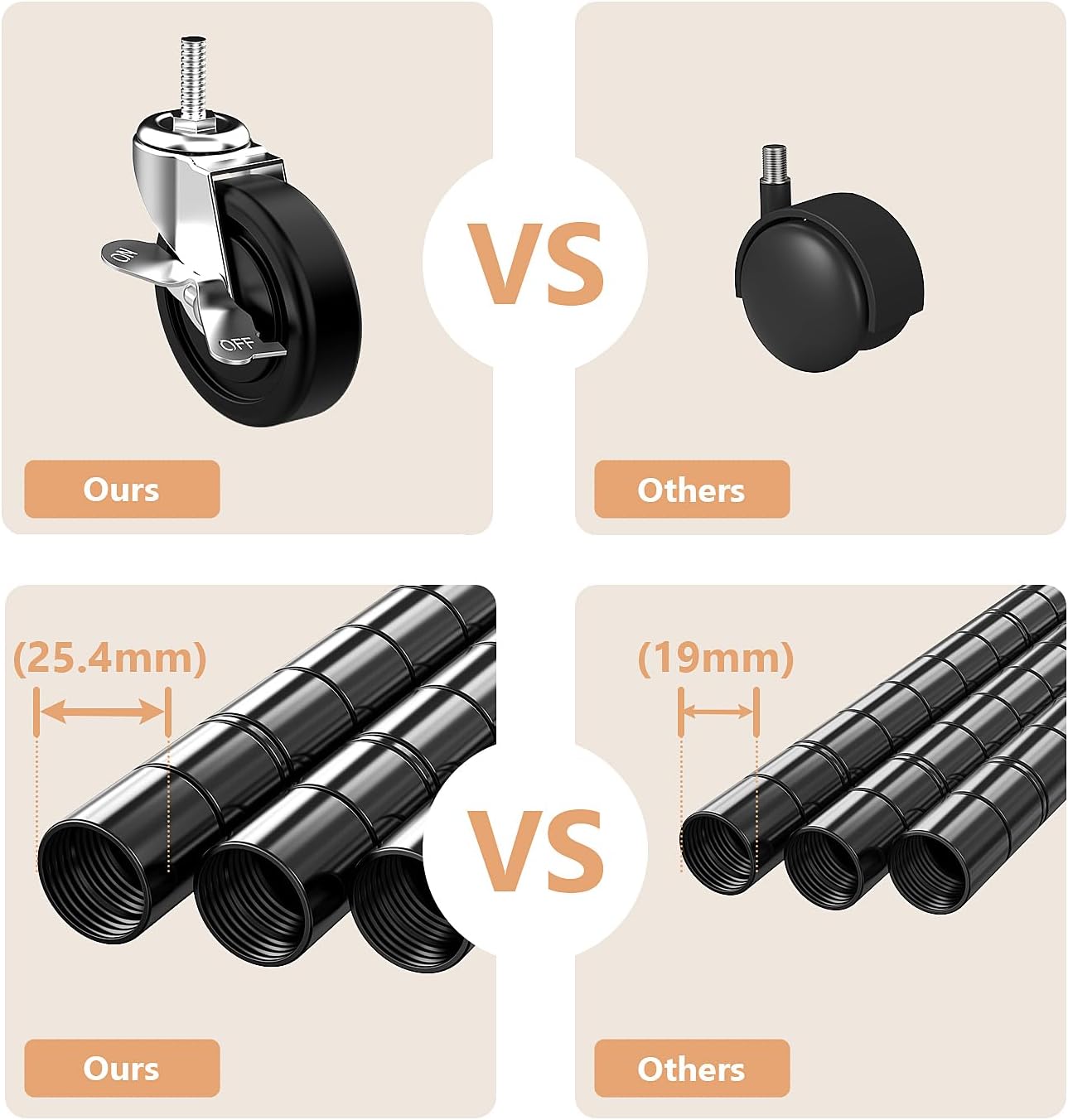 Heavy Duty Rolling Garment Rack 3 Tiers Adjustable Wire Shelving Clothes Rack with 2 Rods and Side Hooks, Storage Closet Clothing Rack with Wheels Black 17.7" D x 47.2" W x 83.6" H