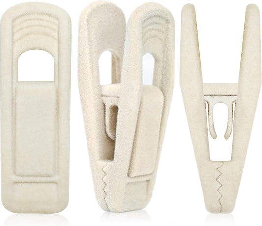 Velvet Hanger Clips - 40 PCS Beige Non-Slip Velvet Clips for Pants, Suits & Skirts