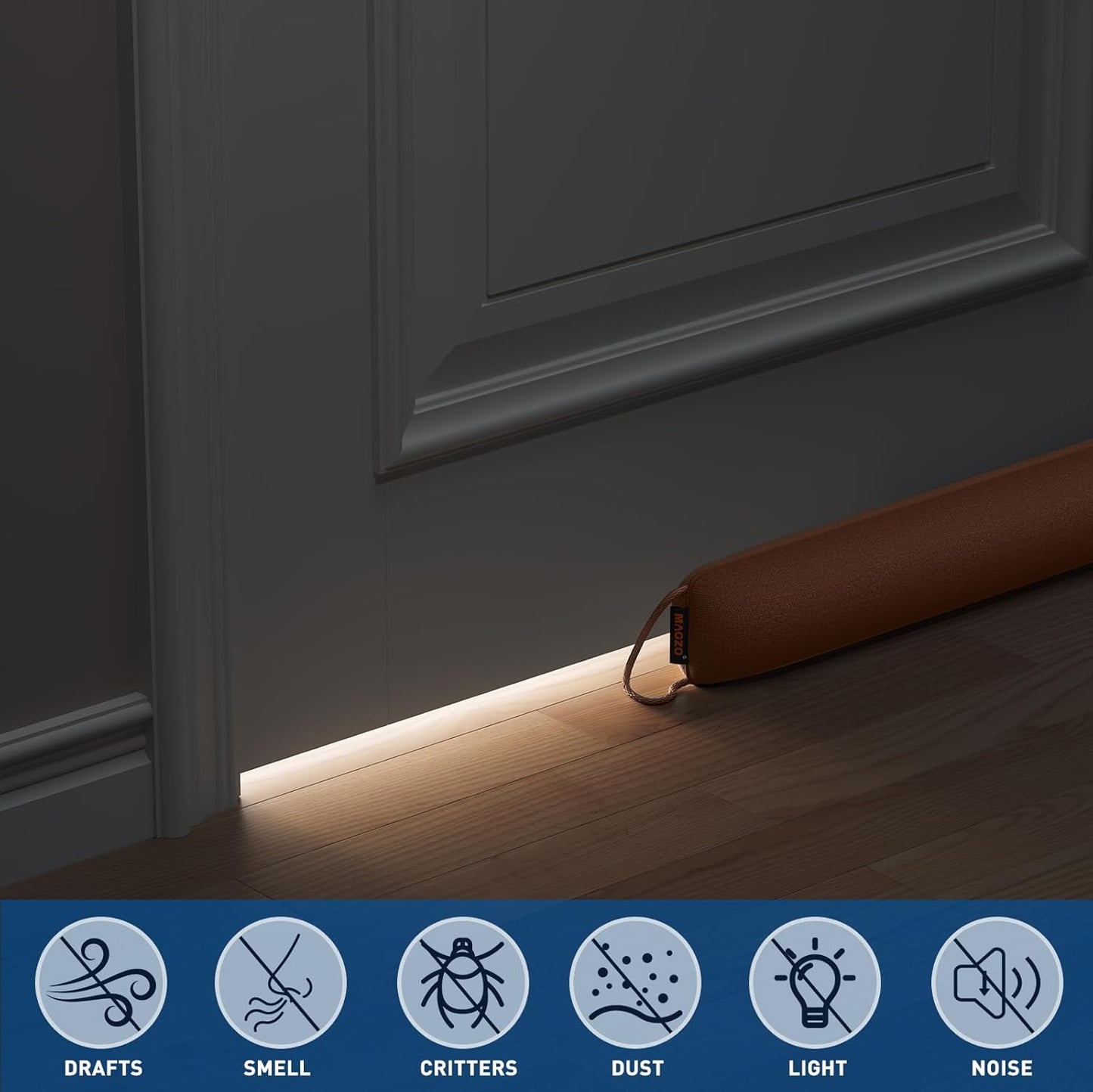 MAGZO Door Draft Stopper, 34 Inch Under Door Draft Blocker Noise Stopper, Weighted Wind Blocker Draft Guard for Bottom of Door, Brown
