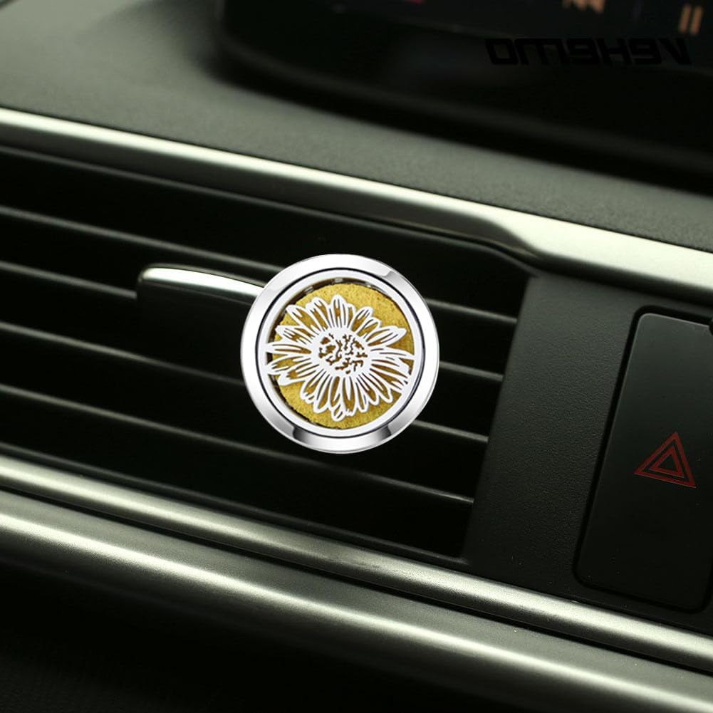 Sunflower Essential Oil Car Diffuser Vent Clips Car Diffuser Aromatherapy Vent Clip Air Freshener Car Accessories for Women with 10 Refill Pads