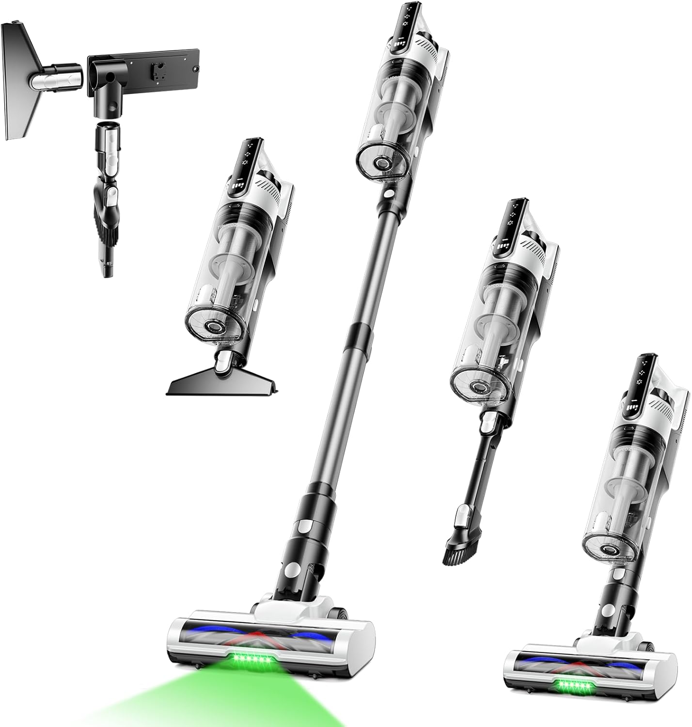 Trucozie Cordless Vacuum Cleaner with Self-Standing, 50 mins Runtime Lightweight Stick Vacuum with Powerful Suction, Anti-Tangle Wireless Vacuum Versatile for Hard Floor/Carpet/Pet Hair, White