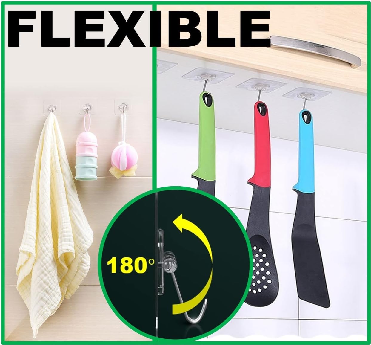 40pcs Heavy Duty Adhesive Hooks for Damage-Free Hanging - Transparent Plastic Hangers for Ceilings and Walls