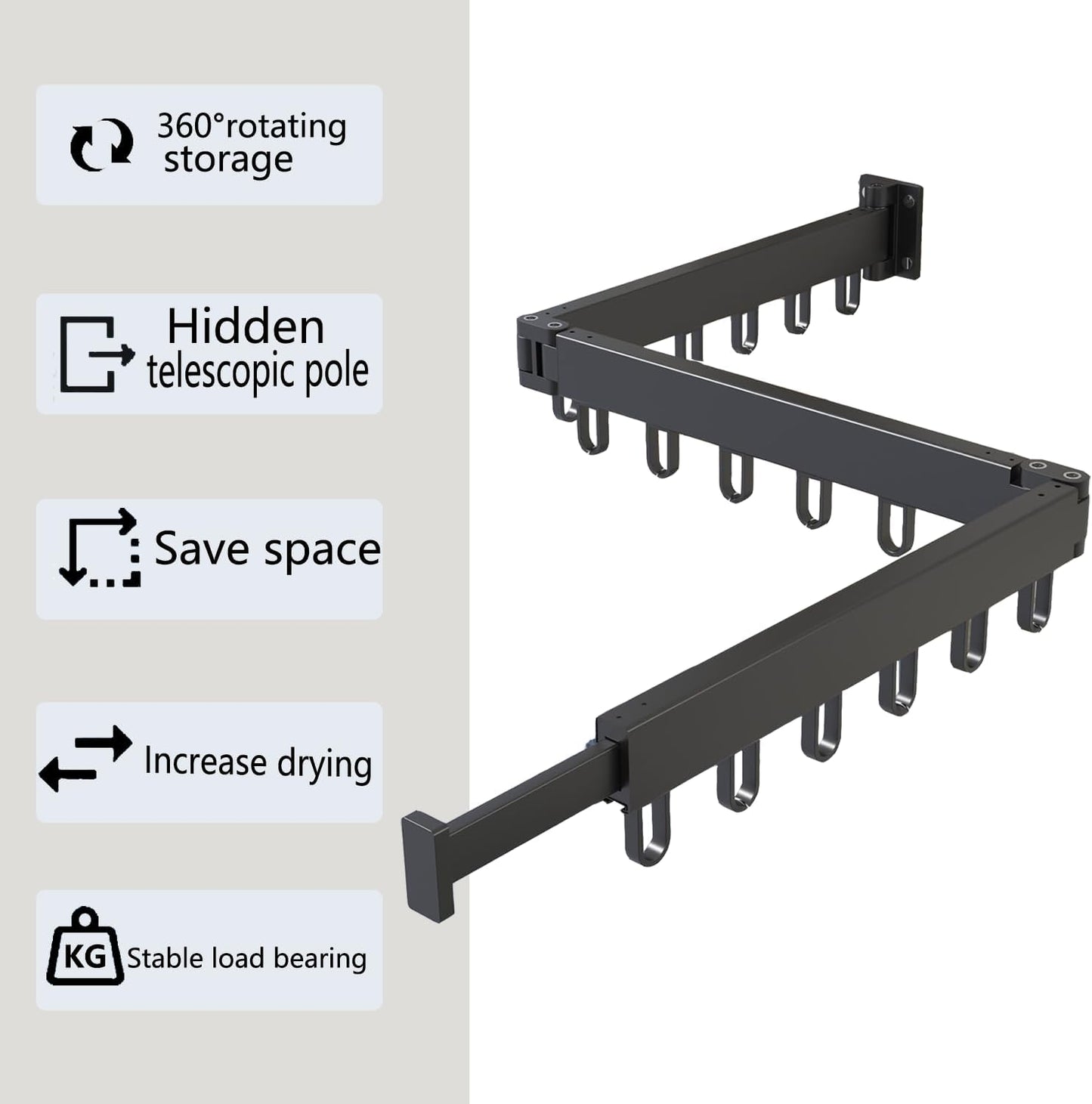 AIJALY Wall-Mounted Drying Rack for Laundry Room Organization, Sturdy Foldable and Removable Drying Rack for Laundry Room and Balcony