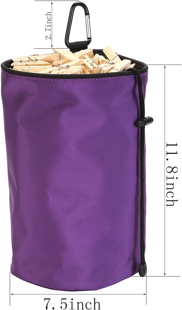 Clothespins Bag Hanging Clothesline Peg Organizer Storage Bags,Dust-Proof(Puper Ultra Violet)