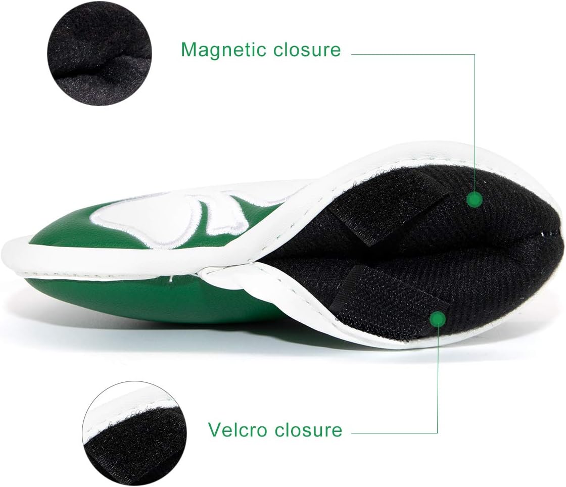 Lucky Clover Golf Iron Club Head Covers Headcovers Set, 10pcs Leather Golf Headcovers for Irons Gift for Men Women Golfer, Designed to fit All Brands