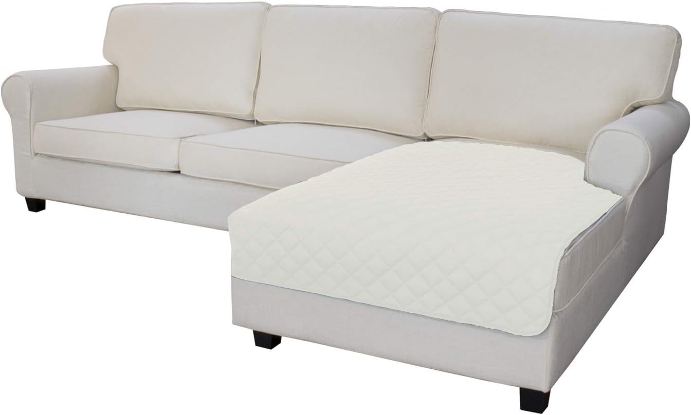 Easy-Going Sectional Couch Covers for Dogs L Shape Sofa Cover Reversible Sofa Slipcover Chaise Lounge Cover Furniture Protector Cover for Pets Dog Cat (42 x 68 inches, Ivory/Ivory)