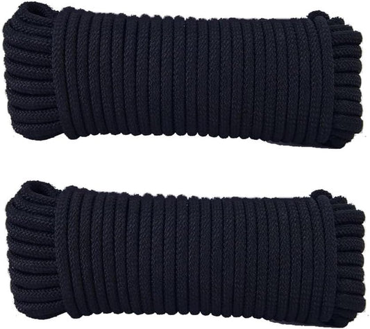 DurReus Strong Clothes Lines Long Handicrafts Ropes Indoor Outside Clotheslines for Hanging Drying Laundry Linens Black 33ft Pack 2