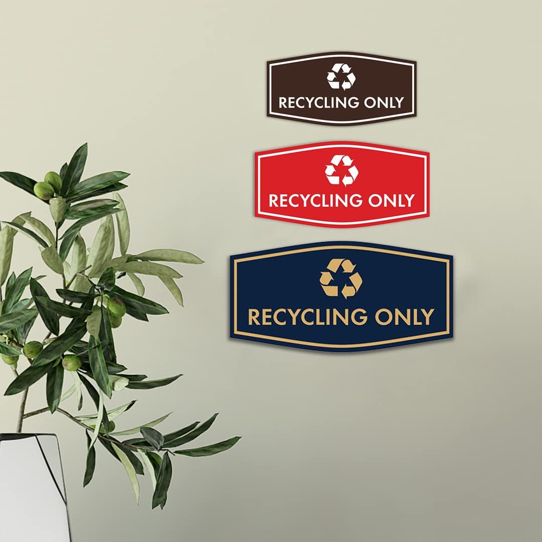 Fancy Recycling Only Sign (Black/Silver) - Large