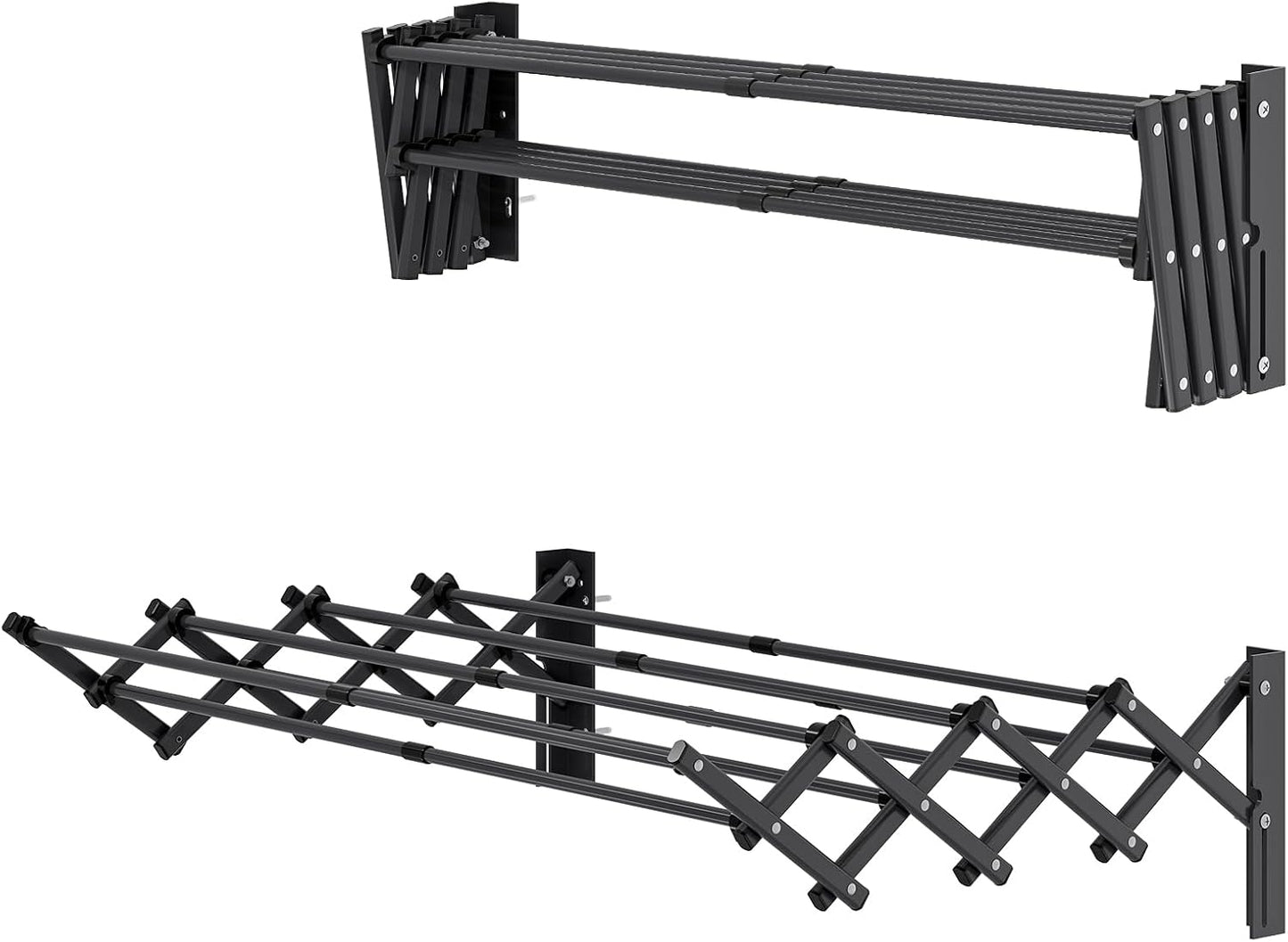 APEXCHASER Clothes Drying Rack Wall Mount, Laundry Drying Rack, Accordion Collapsible Clothes Airer, Towel Racks for Bathroom Balcony Laundry Room Wall Mounted, Drying Rack for Clothing, Black